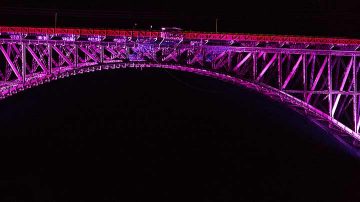 Victoria Falls Bridge lit by LED lighting